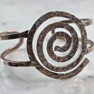 Womens Vintage Estate Sterling Silver Spiral Modernist Cuff Bracelet 28.4g E995